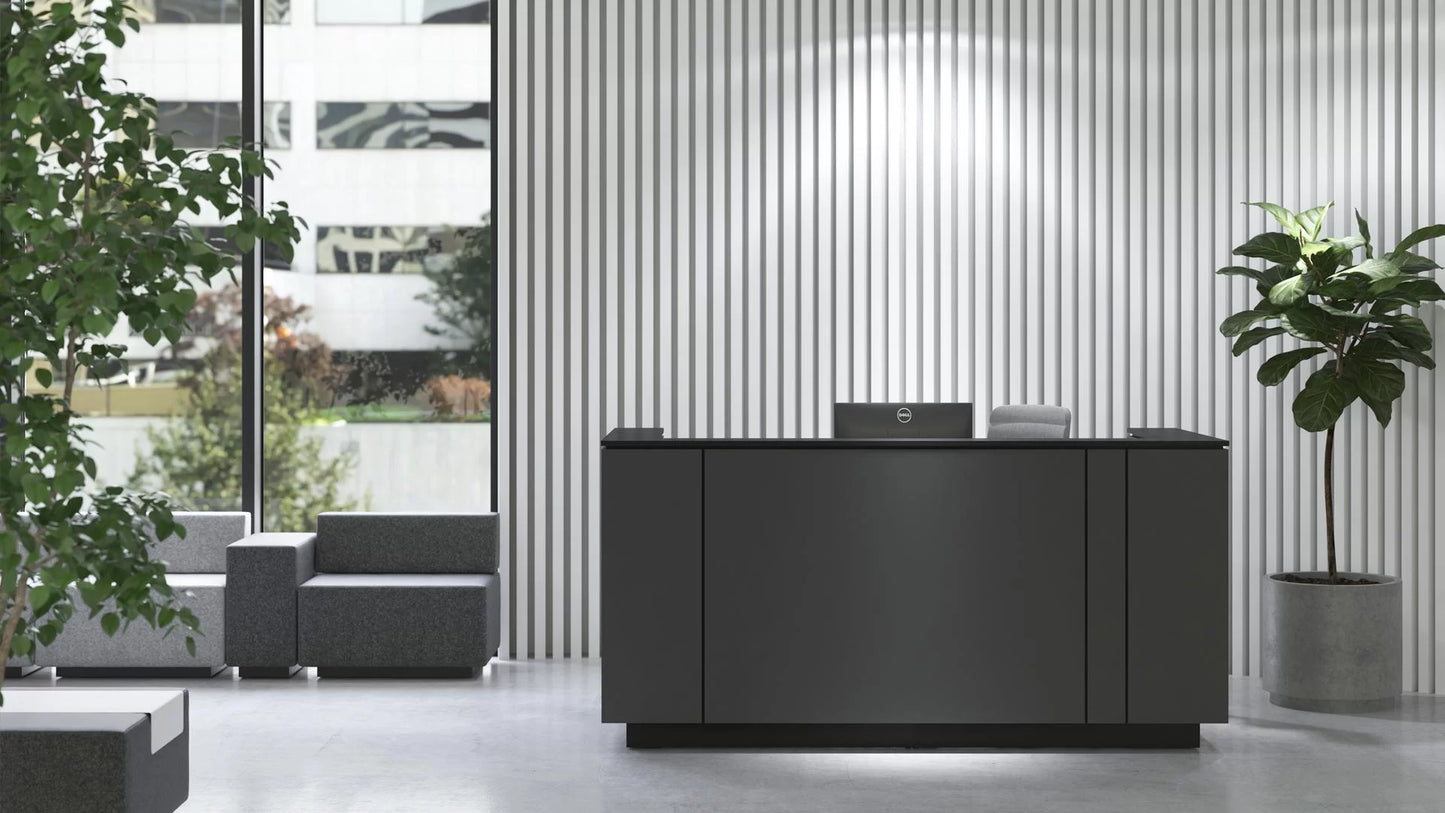 Banque d'Accueil ICE par Narbutas : Le minimalisme monolithique pour une première impression parfaite