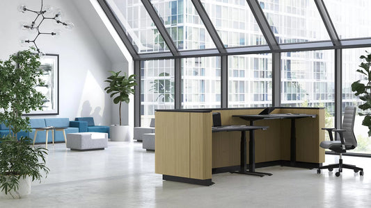 Banque d'Accueil ICE par Narbutas : Le minimalisme monolithique pour une première impression parfaite