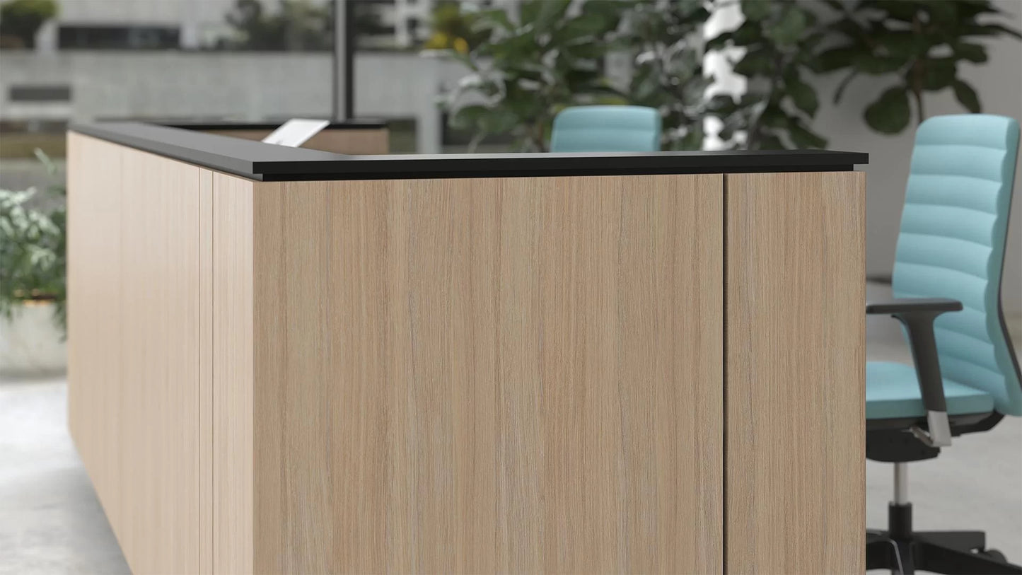 Banque d'Accueil ICE par Narbutas : Le minimalisme monolithique pour une première impression parfaite